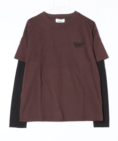 younger song(ヤンガーソング)の「relaxy logo layered ls tee(Tシャツ/カットソー・メンズ・White/Black/ブラウン・MEDIUM/LARGE)」の3枚目の写真