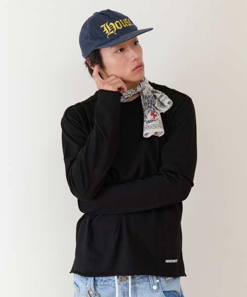 THEVINYLHOUSE(ザバイニルハウス)の「CUT-OFF LAYERED LS TEE BLACK(Tシャツ/カットソー・メンズ・その他・SMALL/MEDIUM/LARGE)」の4枚目の写真