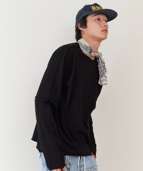 THEVINYLHOUSE(ザバイニルハウス)の「CUT-OFF LAYERED LS TEE BLACK(Tシャツ/カットソー・メンズ・その他・SMALL/MEDIUM/LARGE)」の5枚目の写真