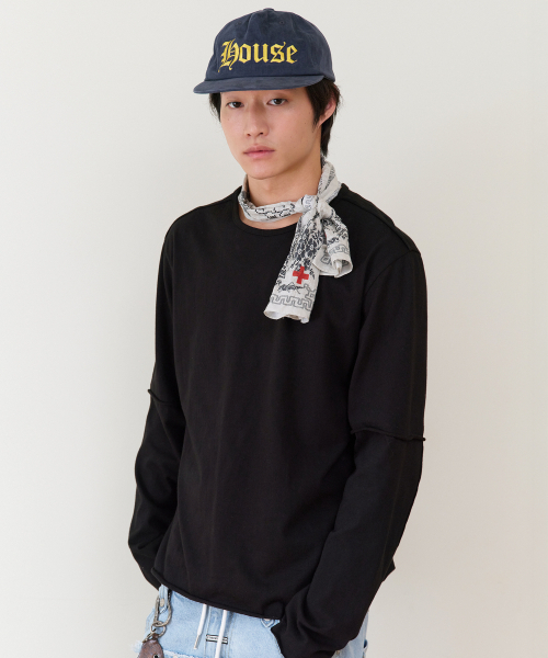 THEVINYLHOUSE(ザバイニルハウス)の「CUT-OFF LAYERED LS TEE BLACK(Tシャツ/カットソー・メンズ・その他・SMALL/MEDIUM/LARGE)」の8枚目の写真