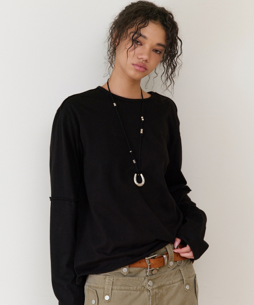 THEVINYLHOUSE(ザバイニルハウス)の「CUT-OFF LAYERED LS TEE BLACK(Tシャツ/カットソー・メンズ・その他・SMALL/MEDIUM/LARGE)」の13枚目の写真