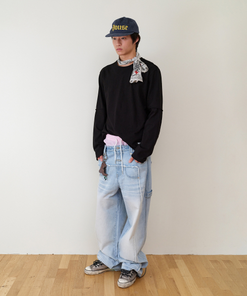 THEVINYLHOUSE(ザバイニルハウス)の「CUT-OFF LAYERED LS TEE BLACK(Tシャツ/カットソー・メンズ・その他・SMALL/MEDIUM/LARGE)」の17枚目の写真
