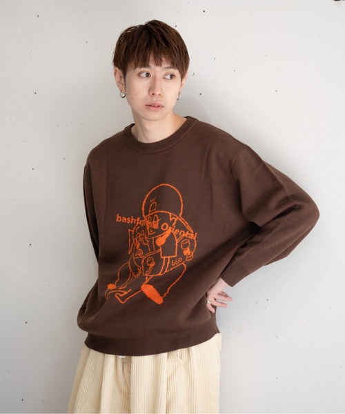 bashful base Oriental(バッシュフルベースオリエンタル)の「【bbO】バッシュフルくんニットプルオーバー(Tシャツ/カットソー・メンズ・グリーン/ブラウン/ブラック/アイボリー・LARGE/MEDIUM)」の4枚目の写真