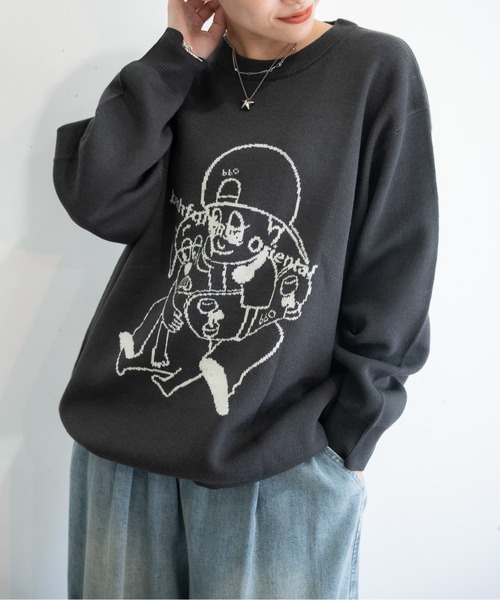 bashful base Oriental(バッシュフルベースオリエンタル)の「【bbO】バッシュフルくんニットプルオーバー(Tシャツ/カットソー・メンズ・グリーン/ブラウン/ブラック/アイボリー・LARGE/MEDIUM)」の3枚目の写真