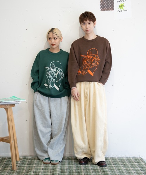 bashful base Oriental(バッシュフルベースオリエンタル)の「【bbO】バッシュフルくんニットプルオーバー(Tシャツ/カットソー・メンズ・グリーン/ブラウン/ブラック/アイボリー・LARGE/MEDIUM)」の5枚目の写真