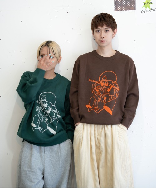 bashful base Oriental(バッシュフルベースオリエンタル)の「【bbO】バッシュフルくんニットプルオーバー(Tシャツ/カットソー・メンズ・グリーン/ブラウン/ブラック/アイボリー・LARGE/MEDIUM)」の6枚目の写真
