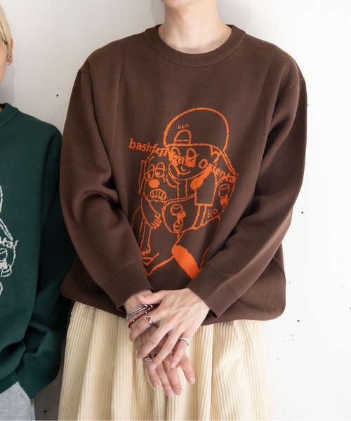 bashful base Oriental(バッシュフルベースオリエンタル)の「【bbO】バッシュフルくんニットプルオーバー(Tシャツ/カットソー・メンズ・グリーン/ブラウン/ブラック/アイボリー・LARGE/MEDIUM)」の20枚目の写真