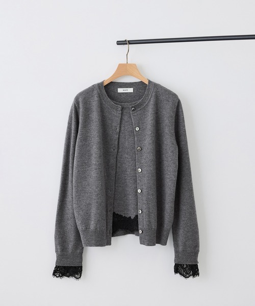 ROPE'(ロペ)の「【J'aDoRe・一部店舗限定サイズ】レイヤードライクレースニットプルオーバー/イージーケア(ニット/セーター・レディース・チャコールグレー/ブラック/オフホワイト・38)」の7枚目の写真