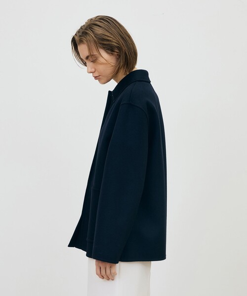 DES PRES(デ・プレ)の「【WEB先行予約】ダブルフェイスメルトンビーバー シャツブルゾン(ブルゾン・レディース・ホワイト/ブラウン/ブラック/チャコールグレー・FREE)」の7枚目の写真