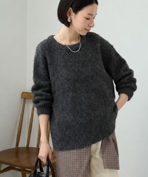 【Aunely】<hugもこ>包まれボリュームタッチ クルーネック リッチシャギーニットプルオーバー