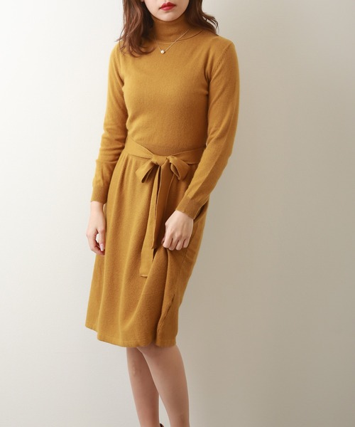 JOCOSA(ジョコサ)の「ウールニット タートルネックフレアワンピース(ワンピース・レディース・ブラウン/ブラック/マスタード・FREE)」の6枚目の写真