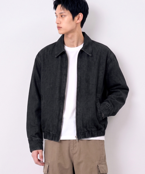 UNDEROFF(アンダーオフ)の「クロップドフィット ウォッシュドデニム ブルゾン ブラック(ブルゾン・メンズ・ブラック・MEDIUM/LARGE/X-LARGE)」の2枚目の写真