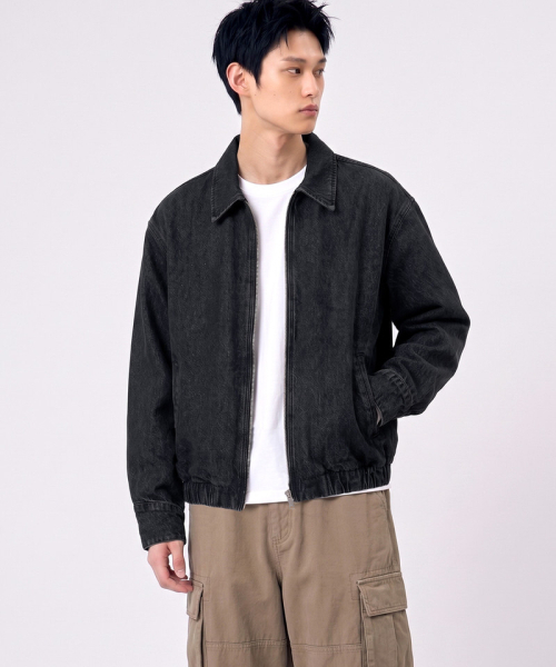 UNDEROFF(アンダーオフ)の「クロップドフィット ウォッシュドデニム ブルゾン ブラック(ブルゾン・メンズ・ブラック・MEDIUM/LARGE/X-LARGE)」の3枚目の写真