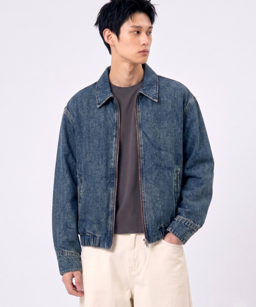 UNDEROFF(アンダーオフ)の「クロップドフィット ウォッシュドデニム ブルゾン ブラック(ブルゾン・メンズ・ブラック・MEDIUM/LARGE/X-LARGE)」の4枚目の写真