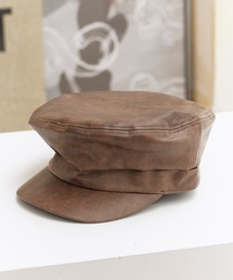 ROOPTOKYO（ループトウキョウ）の「フェイクレザー キャスケット / Faux Leather Cap ヴィンテージライク モード きれいめ ベーシック クラシック メンズ 2026秋冬（キャスケット）」