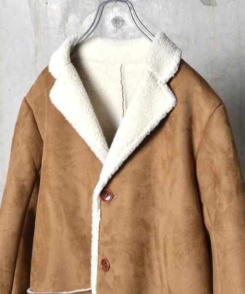 SHIPS JET BLUE（シップスジェットブルー）の「SHIPS JET BLUE: フェイクムートンコート■（ムートンコート・メンズ・カーキ/ブラック・MEDIUM/SMALL/LARGE）」の4枚目の写真