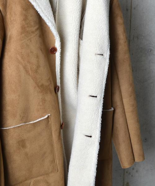 SHIPS JET BLUE（シップスジェットブルー）の「SHIPS JET BLUE: フェイクムートンコート■（ムートンコート・メンズ・カーキ/ブラック・MEDIUM/SMALL/LARGE）」の7枚目の写真