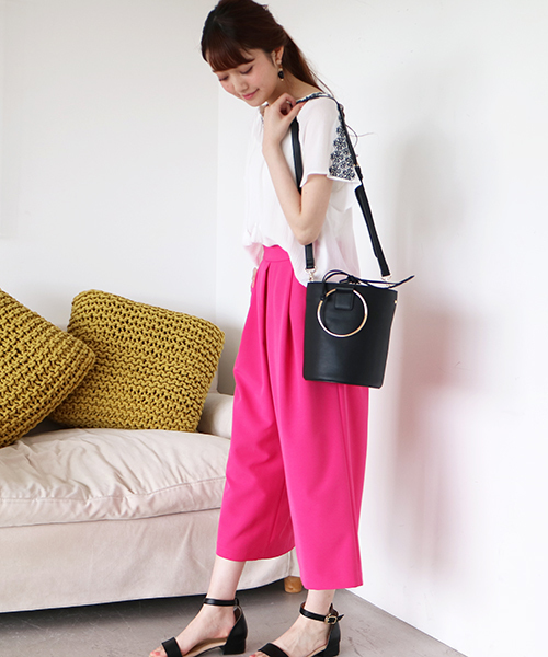 N.（N. Natural Beauty Basic）（エヌエヌナチュラルビューティーベーシック）の「ダブルクロスタックガウチョ（その他パンツ・レディース・ネイビー/ホワイト/ピンク・MEDIUM）」の14枚目の写真