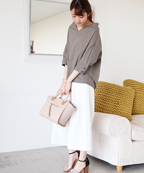 N.（N. Natural Beauty Basic）（エヌエヌナチュラルビューティーベーシック）の「ダブルクロスタックガウチョ（その他パンツ・レディース・ネイビー/ホワイト/ピンク・MEDIUM）」の20枚目の写真