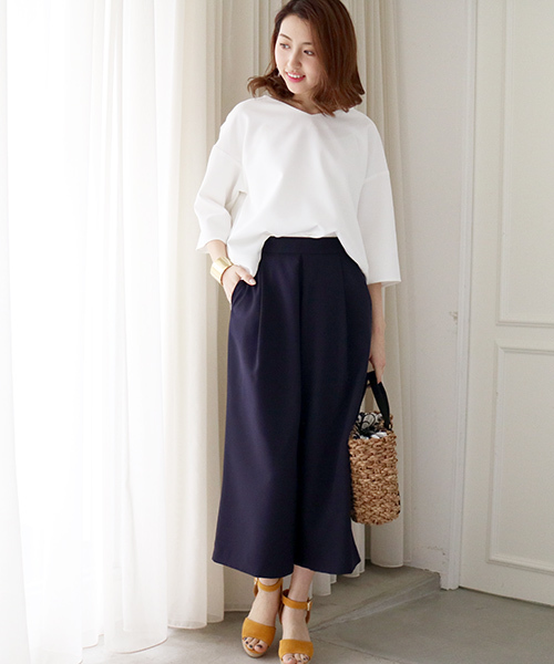 N.（N. Natural Beauty Basic）（エヌエヌナチュラルビューティーベーシック）の「ダブルクロスタックガウチョ（その他パンツ・レディース・ネイビー/ホワイト/ピンク・MEDIUM）」の22枚目の写真