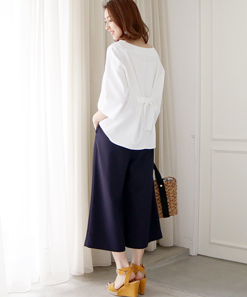 N.（N. Natural Beauty Basic）（エヌエヌナチュラルビューティーベーシック）の「ダブルクロスタックガウチョ（その他パンツ・レディース・ネイビー/ホワイト/ピンク・MEDIUM）」の16枚目の写真