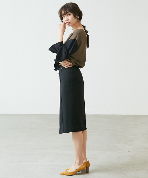 Abahouse Devinette（ドゥヴィネット）の「ヴィスコースツイルブラウス【GINGER 2017年11月号 P.29掲載】（シャツ/ブラウス・レディース・ネイビー/ホワイト/カーキ・FREE）」の15枚目の写真