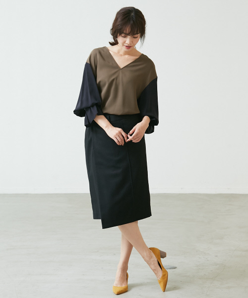 Abahouse Devinette（ドゥヴィネット）の「ヴィスコースツイルブラウス【GINGER 2017年11月号 P.29掲載】（シャツ/ブラウス・レディース・ネイビー/ホワイト/カーキ・FREE）」の17枚目の写真