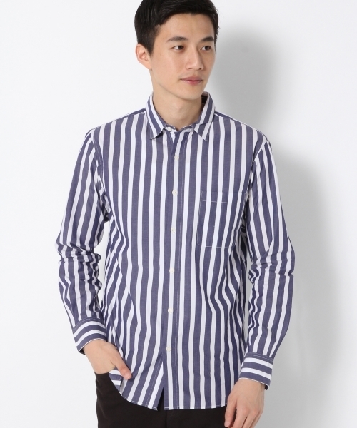 GLOBAL WORK(グローバルワーク)の「ストレッチブロードガラ長袖/764165(シャツ/ブラウス・メンズ・ワインレッド/ライトブルー・X-LARGE/SMALL/MEDIUM/LARGE)」の2枚目の写真