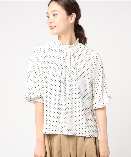 Ingni イング の ドット柄シャーリングハイネックトップス レディース 17aw Tシャツ カットソー Wear Ingni イング の ドット柄シャーリングハイネックトップス レディース 17aw Tシャツ カットソー Wear