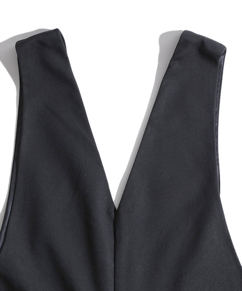 WEGO（ウィゴー）の「WEGO/Vネックワイドオールインワン（つなぎ/オールインワン・レディース・杢グレー/グレー系その他/ブラック・FREE）」の6枚目の写真