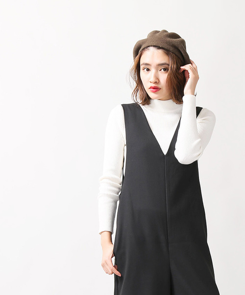 WEGO（ウィゴー）の「WEGO/Vネックワイドオールインワン（つなぎ/オールインワン・レディース・杢グレー/グレー系その他/ブラック・FREE）」の21枚目の写真