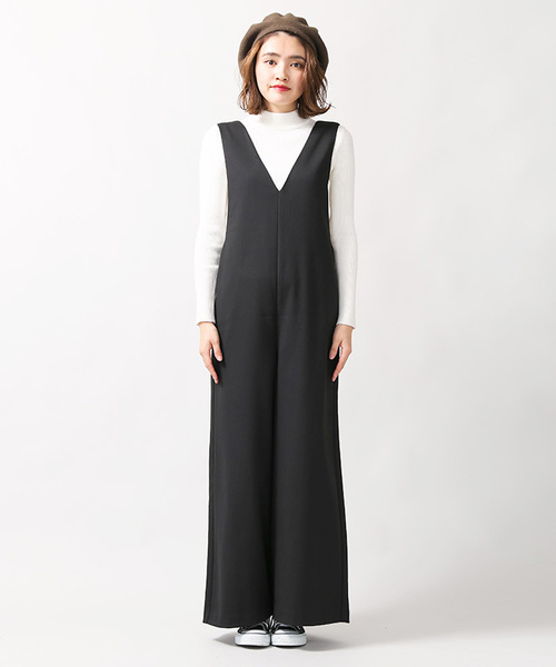 WEGO（ウィゴー）の「WEGO/Vネックワイドオールインワン（つなぎ/オールインワン・レディース・杢グレー/グレー系その他/ブラック・FREE）」の16枚目の写真