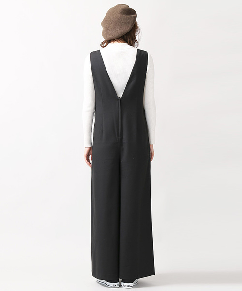 WEGO（ウィゴー）の「WEGO/Vネックワイドオールインワン（つなぎ/オールインワン・レディース・杢グレー/グレー系その他/ブラック・FREE）」の14枚目の写真