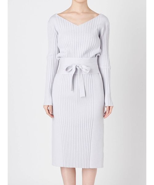 Mercuryduo マーキュリーデュオ の サッシュベルト付リブニットワンピース ワンピース Wear Mercuryduo マーキュリーデュオ の サッシュベルト付リブニットワンピース ワンピース Wear
