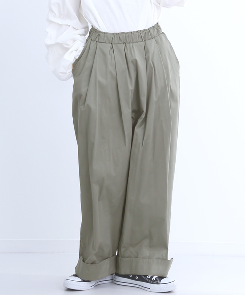 MERLOT（メルロー）の「裾ダブルタックワイドパンツ2675（チノパンツ・レディース・ベージュ/ネイビー/ブラック/オフホワイト/カーキ・FREE）」の4枚目の写真