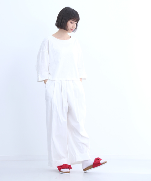 MERLOT（メルロー）の「裾ダブルタックワイドパンツ2675（チノパンツ・レディース・ベージュ/ネイビー/ブラック/オフホワイト/カーキ・FREE）」の15枚目の写真