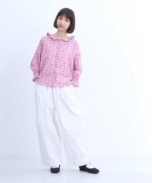 MERLOT（メルロー）の「裾ダブルタックワイドパンツ2675（チノパンツ・レディース・ベージュ/ネイビー/ブラック/オフホワイト/カーキ・FREE）」の17枚目の写真