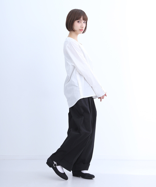 MERLOT（メルロー）の「裾ダブルタックワイドパンツ2675（チノパンツ・レディース・ベージュ/ネイビー/ブラック/オフホワイト/カーキ・FREE）」の7枚目の写真