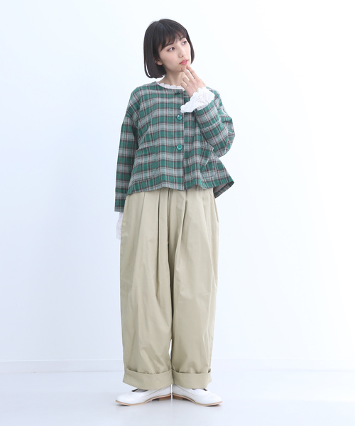 MERLOT（メルロー）の「裾ダブルタックワイドパンツ2675（チノパンツ・レディース・ベージュ/ネイビー/ブラック/オフホワイト/カーキ・FREE）」の18枚目の写真