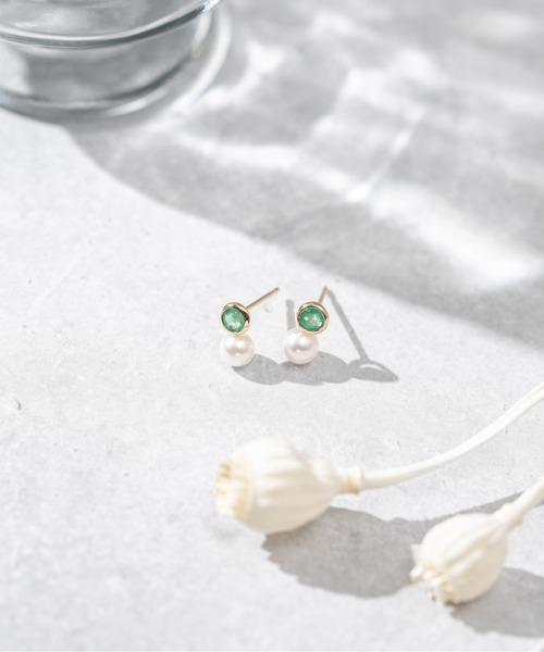 No.3543♡ブラックストーンxコットンパールピアス ハンドメイド セール】Pt900 アコヤパール フック ピアス 6mm（ピアス（両耳用