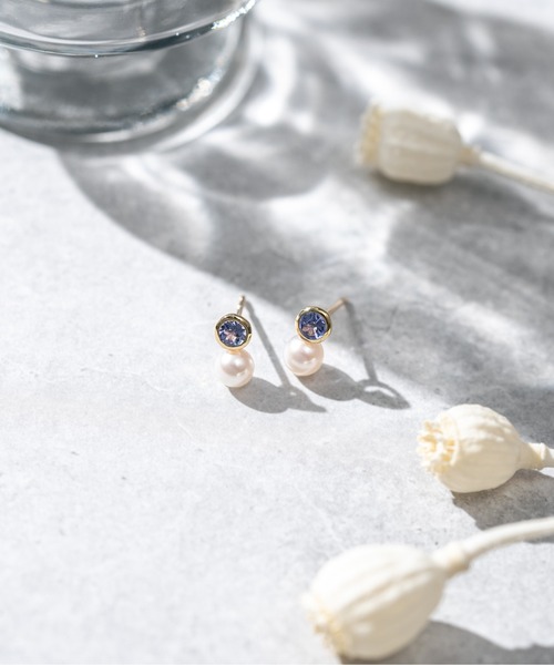 Jewel closet by L&Co.(ジュエルクローゼットバイエルアンドコー)の「【誕生石】K10 アコヤパール×カラーストーン ピアス(ピアス(両耳用)・レディース・その他5/その他7/その他9/その他12・5月/7月/9月/12月)」の11枚目の写真