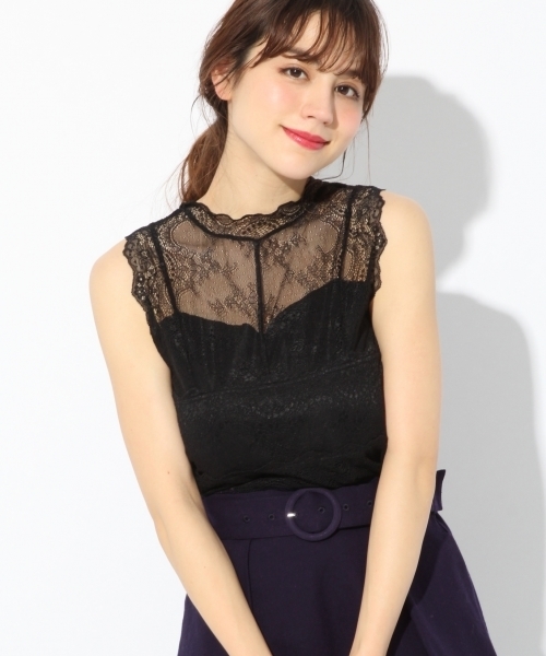 Heather（ヘザー）の「レース＊ハイネックタンクトップ 786873