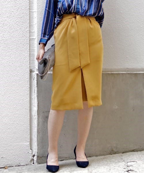 NARACAMICIE(ナラカミーチェ)の「リボンロングタイトスカート(スカート・レディース・ネイビー/レッド/イエロー・MEDIUM/SMALL/LARGE)」の1枚目の写真