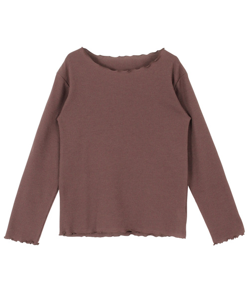 titivate（ティティベイト）の「ﾜｯﾌﾙﾒﾛｰﾛﾝｸﾞｽﾘｰﾌﾞｶｯﾄｿｰ（Tシャツ/カットソー・レディース・ブラック/ベージュ/ブラウン/アイボリー/杢グレー・M）」の8枚目の写真