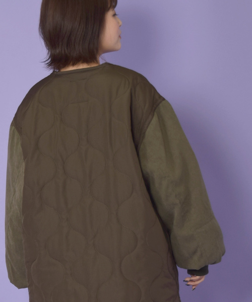 w closet(ダブルクローゼット)の「ひょうたんキルティングロングコート_(その他アウター・レディース・ブラック/カーキ・FREE)」の5枚目の写真