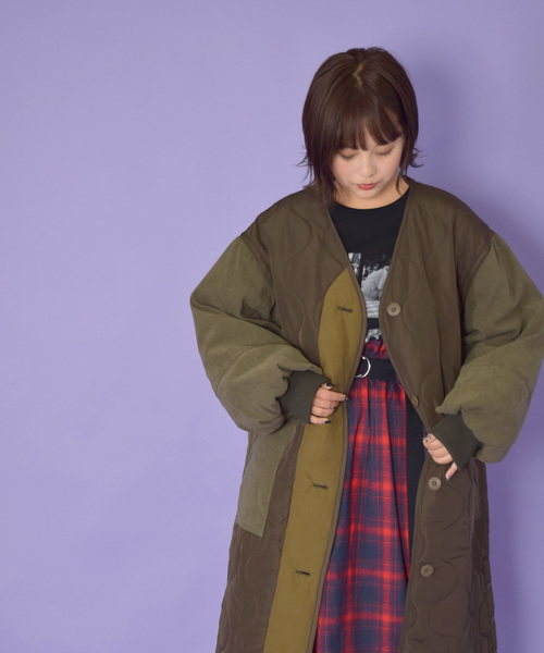 w closet(ダブルクローゼット)の「ひょうたんキルティングロングコート_(その他アウター・レディース・ブラック/カーキ・FREE)」の7枚目の写真