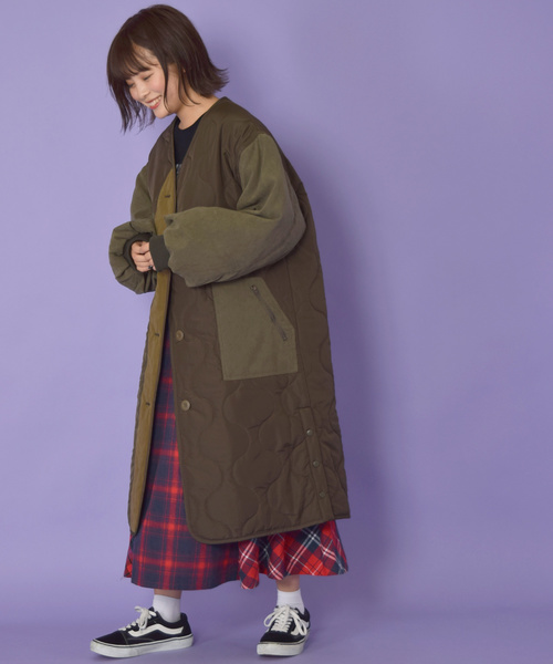 w closet(ダブルクローゼット)の「ひょうたんキルティングロングコート_(その他アウター・レディース・ブラック/カーキ・FREE)」の8枚目の写真