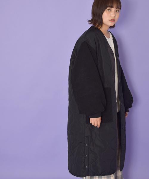 w closet(ダブルクローゼット)の「ひょうたんキルティングロングコート_(その他アウター・レディース・ブラック/カーキ・FREE)」の12枚目の写真