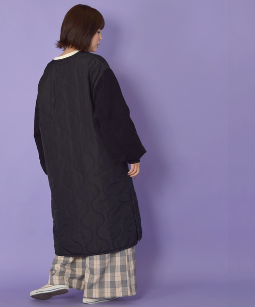 w closet(ダブルクローゼット)の「ひょうたんキルティングロングコート_(その他アウター・レディース・ブラック/カーキ・FREE)」の13枚目の写真