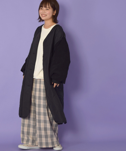 w closet(ダブルクローゼット)の「ひょうたんキルティングロングコート_(その他アウター・レディース・ブラック/カーキ・FREE)」の15枚目の写真